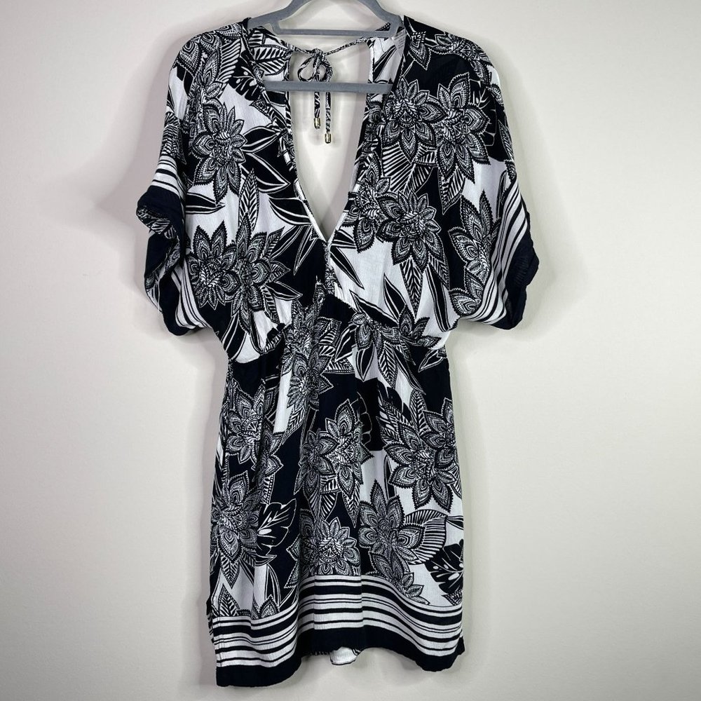 Lauren Ralph Lauren Black and White Floral Swim Coverup